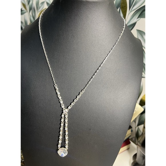 The Unbranded Brand Jewelry - Givenchy Silver Tone Crystal Necklace Y‎ Drop